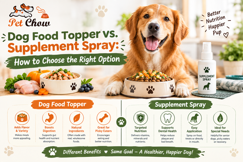 Dog Food Topper vs. Supplement Spray