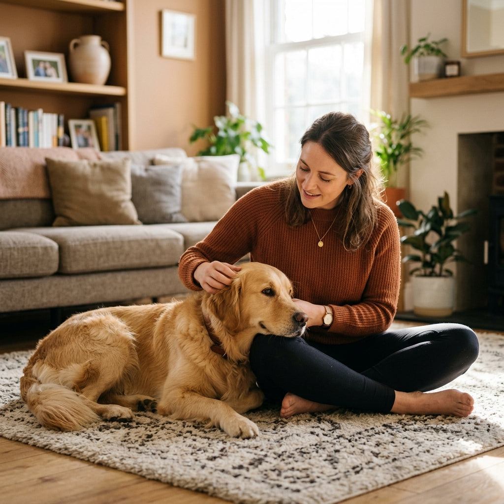 Pet parent with dog