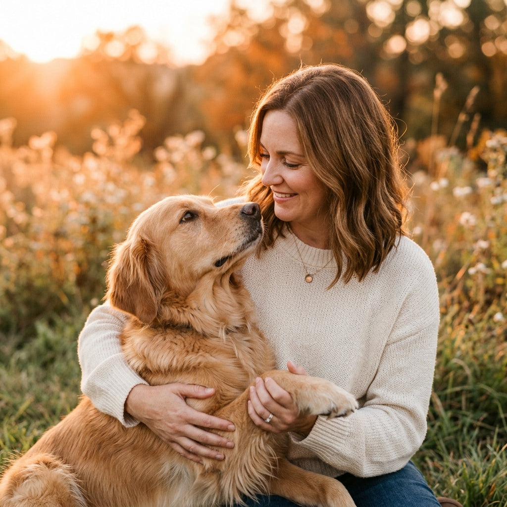Pet parent with dog