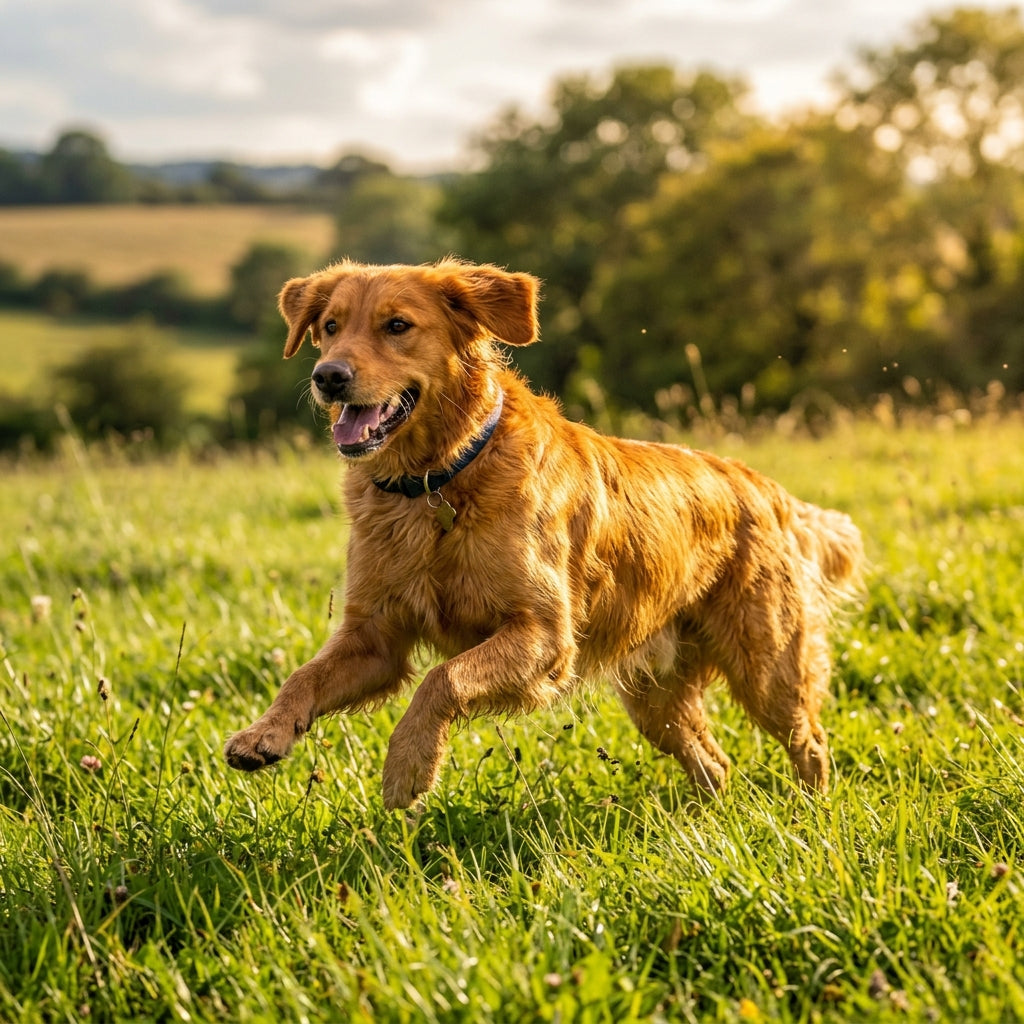 Active dog in field